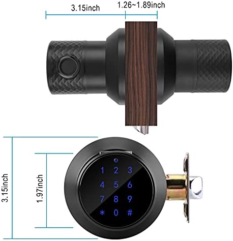 FITNATE Fingerprint Door Knob with Password, 4-in-1 Smart Lock for Home