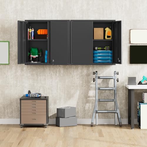 Garage Wall Cabinet with 2 Doors, Metal Wall Cabinet with Lock