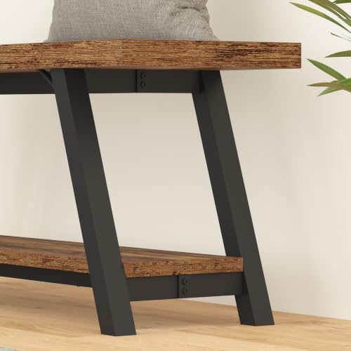 LVB Rustic Entryway Bench with Storage, Hallway Bench for Entryway, 47 in