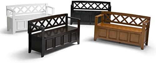SIMPLIHOME Amherst 48" Wide Solid Wood Storage Bench in Hickory Brown