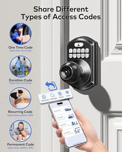 TEEHO TE018 Smart Keypad Door Lock with Handle, App Control, Matte Black