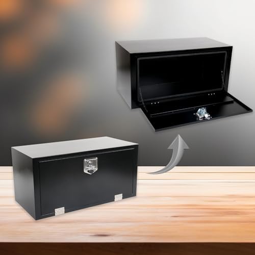 36'' Heavy Duty Truck Tool Box Steel for UnderBed Trailer Outdoor Car with Lock and Key - 36 x 18 x 18 Inch Black Underbody Toolbox