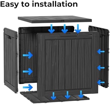 35 Gallon Outdoor Deck Box, Lockable Waterproof Outdoor Storage Boxes For Garden Tools,Indoor Cushions,Accessories Outside Storage Resin Weatherproof Container, Black