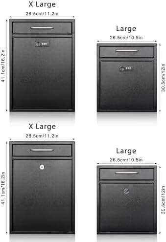 KYODOLED Mailbox for Outside, Combination Lock, Drop Box, 12 in, Black