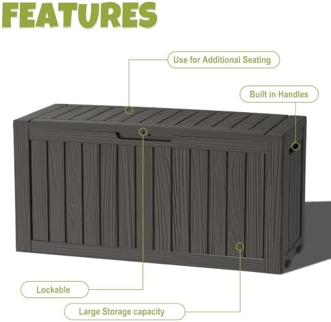 145 Gallon Outdoor Storage Box Waterproof Deck Box with Wheels, Black