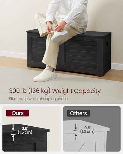 VASAGLE Storage Chest, 39.4 Inches Width Bench with 2 Safety Hinges