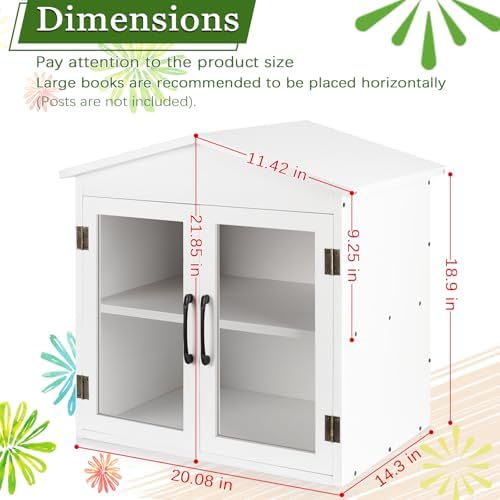 2-Tier Outdoor Library Outdoor Book Box Storage, 20x14x21 Inch