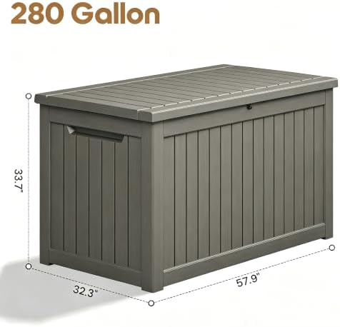 Outdoor Storage Box Waterproof, 280 Gallon Deck Box for Patio Storage