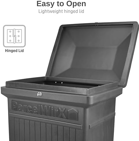 RTS Home Accents ParcelWirx Premium Vertical Storage Cabinet/Lockable Package Delivery Box with Hinged Lid, Graphite