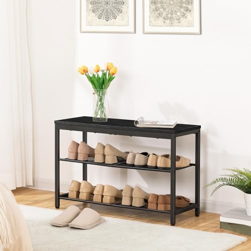 HOOBRO Shoe Bench, 3-Tier Shoe Rack,Industrial Shoe Organizer Storage Bench