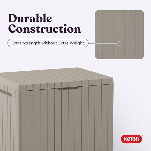Keter City 30 Gal Outdoor Storage Box and Patio Side Table