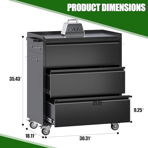 Reemoon 35" H Metal Garage Storage Cabinet with Wheels,Black