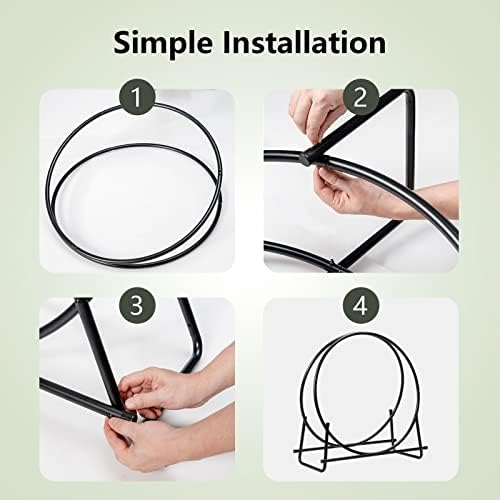 Goplus® 40-Inch Tubular Steel Log Hoop Firewood Storage Rack Holder Round Display