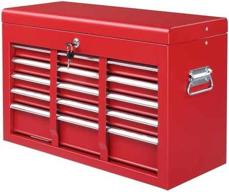 Winado 24" Metal Portable Tool Box with 5 Drawers, Lockable, Red