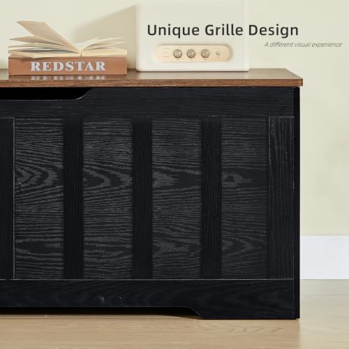VANKILEY 47.2" Storage Chest Extra Large, Storage Bench.(Black+Brown)