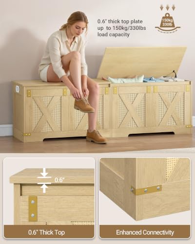 Hzuaneri 59" Boho Storage Chest and Bench | 70 Gal | 330lb Seat