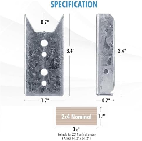 LukLoy 40 Pack 2x4 Brackets for Wood Rail(Screws Not Included)