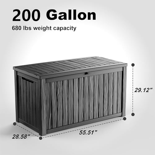 200Gal Outdoor Storage Box Waterproof Lockable Deck Box