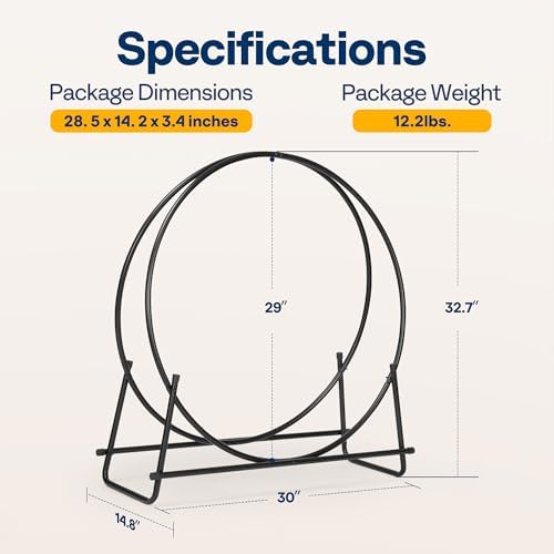 VIVOHOME 32 Inches Firewood Log Rack Hoop with Cover