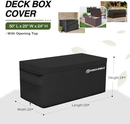 Porch Shield Patio Deck Box Cover (Upgrade), 50 x 25 x 24 inches, Black