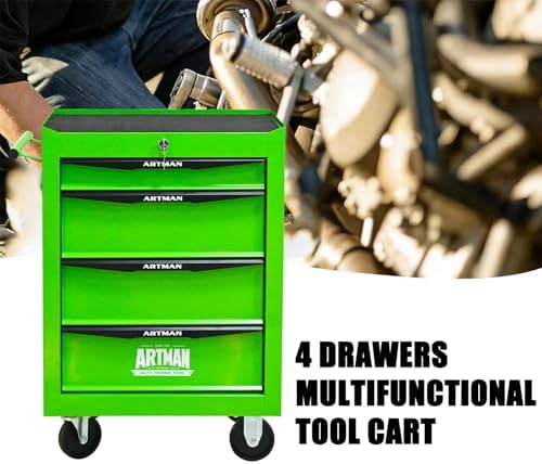 4 Drawer Rolling Tool Chest on Wheels,Multifunctional Mobile Metal Tool Cart,Drawers Rolling Trolley Organizer Tool Storage Box for Repair Shop,Warehouse,Garage,Workshop(4 Drawers-30.5"H-Green)