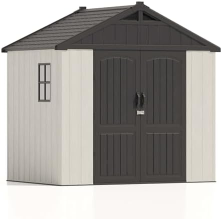 Patiowell 8x6 FT Plastic Outdoor Storage Shed with Floor, Beige