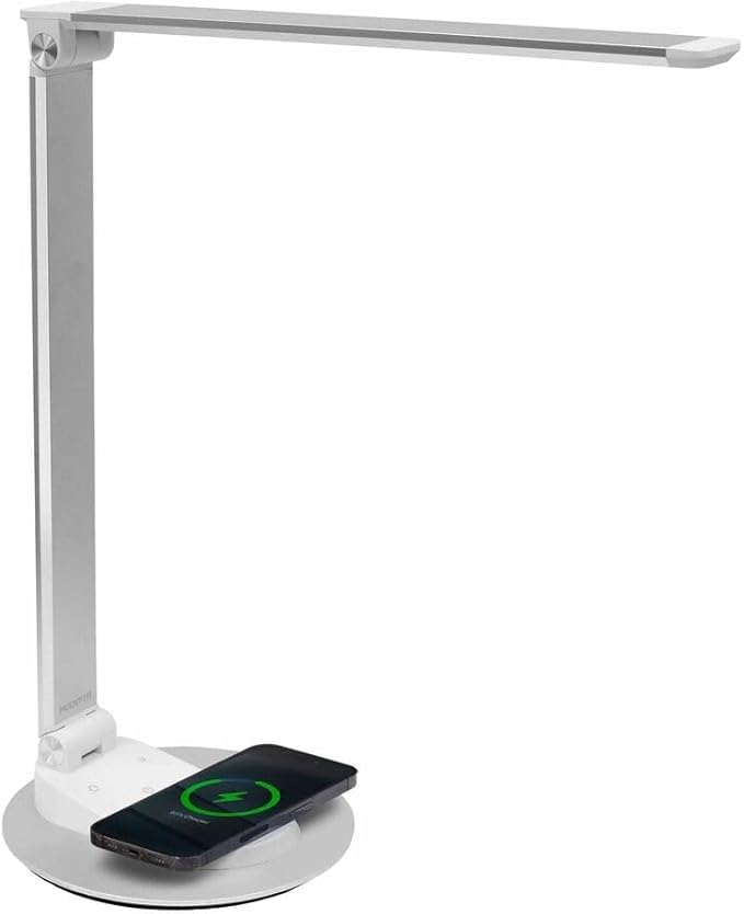 Mount-It! LED Desk Lamp with Wireless Charger and USB-C Charging Port, Dimmable