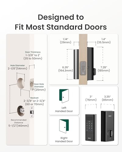 DESLOC Palm Vein Smart Lock, K140Plus Rechargeable WiFi Keypad Deadbolt