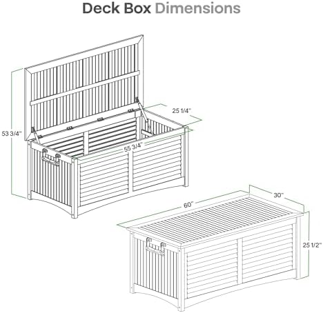 Cambridge Casual Arie Teak Outdoor Deck Storage Box Include Free Water Resistant Furniture Cover – 130 Gallon Wooden Patio Storage Box