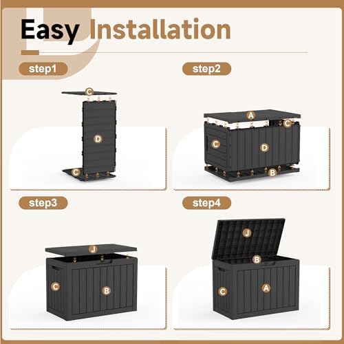55 Gal Outdoor Storage Box Waterproof Lockable Deck Box