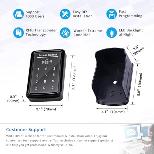 TOPENS TC175P Touch Panel Wired Keypad