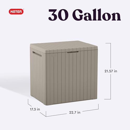 Keter City 30 Gal Outdoor Storage Box and Patio Side Table