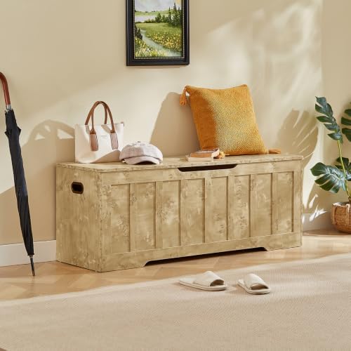 VANKILEY 51.2" Storage Chest Extra Large,Wooden Storage Bench(Rustic Gold)