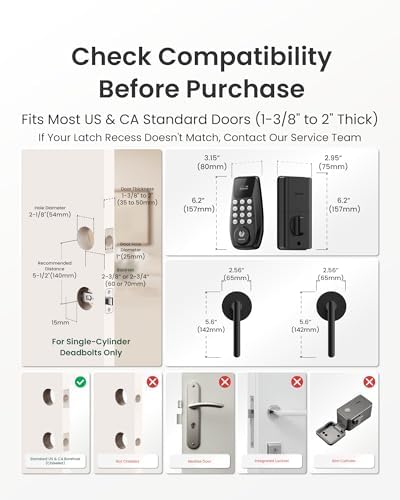 DESLOC C100 Plus Smart Lock with 2 Lever Handles, Built-in WiFi