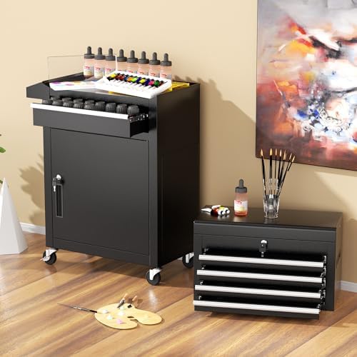 INTERGREAT Rolling Tool Chest, 5-Drawer Tool Box Organizer w/Lockable Wheels & Sliding Drawers & Detachable Top, Tool Storage Cabinet for Garage Workshop, Black