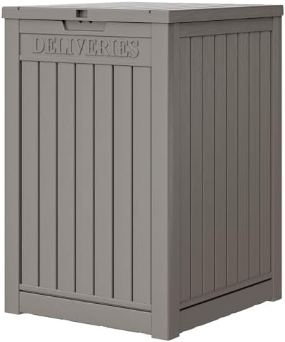 LHBGO Package Delivery Box for Outside, 48 Gallon Storage with Lockable Secure, Large Resin Outdoor Package Drop Container