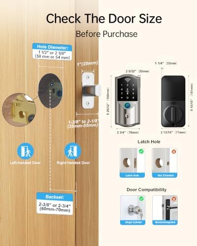 Built-in WiFi Smart Lock for Front Door, Fingerprint Keypad Deadbolt