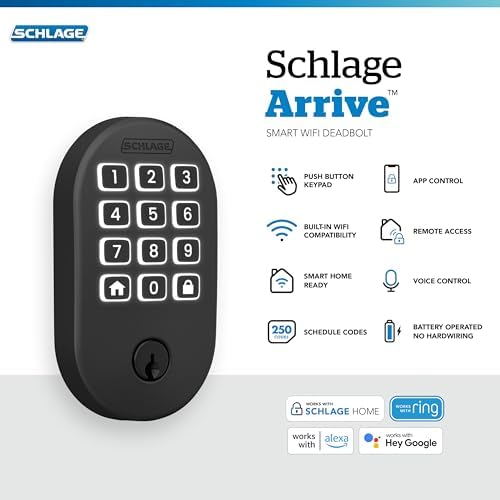 Schlage Arrive Smart WiFi Deadbolt Lock with Remsen Trim, Matte Black