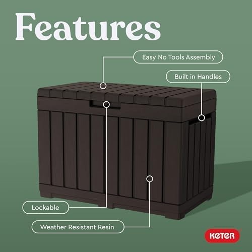 Keter Kentwood 50 Gal Outdoor Storage Box and Patio Side Table