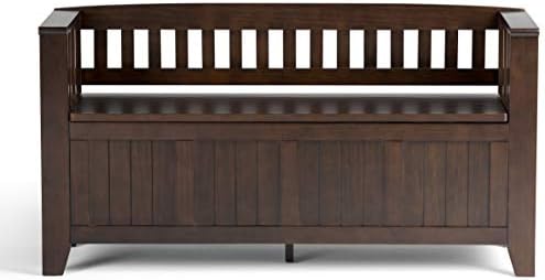 SIMPLIHOME Acadian 2-Seater Storage Bench and Cabinet Set in Brunette Brown