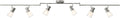 6-Light Decorative Track Lighting Kit, Brushed Steel Finish Flush Mount Ceiling Light Fixture with Frosted Glass Shades, Foldable Z-Bar, E26 Adjustable Heads Provide Directional Light