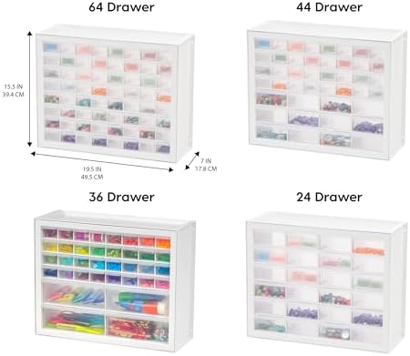 IRIS USA 64-Drawer Screw Organizer, Hardware Storage, Made in USA, White
