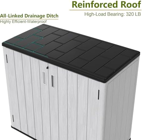 ZZM 37 Cu.ft Outdoor Storage Cabinet with One Tool Kit, Horizontal Storage Shed for Garage, Bike, Garbage Cans, Garden Accessories