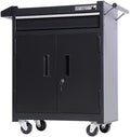 1 Drawer Tool Chest Heavy Duty Cart Steel Rolling Tool Box with Lockable Doors (TZ8 Black)