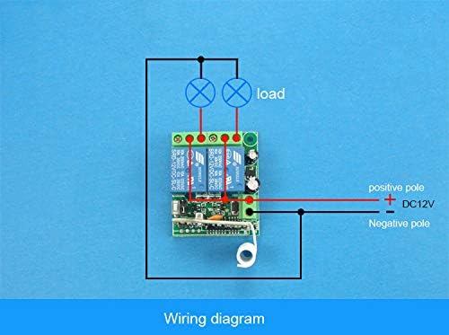 dc 12v wireless remote control switch 2-channel remote showing dimensions
