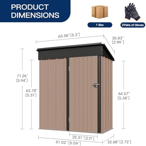 Aoxun 5x2.7 FT Shed Outdoor Storage Shed Brown