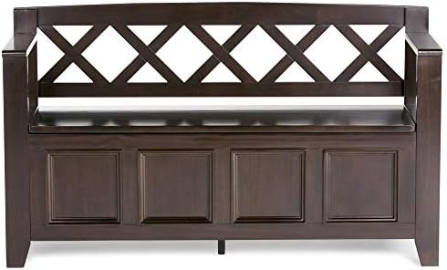 SIMPLIHOME Amherst 48" Wide Solid Wood Storage Bench in Hickory Brown