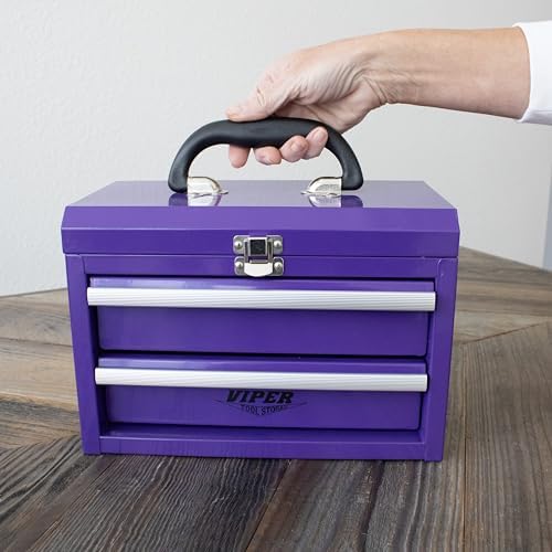 Viper Tool Storage 11-Inch 2-Drawer Portable Toolbox, Purple