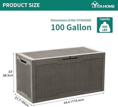YITAHOME 100 Gallon Resin Deck Box