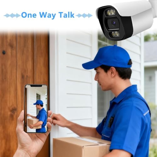 4k 8mp bullet ip security camera with mic, front angle view
